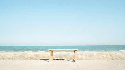 Lonely chair at the beach, minimalist style, for background