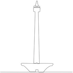 National Monument Landmark of Jakarta, Monas Monument Continuous Line Drawing
