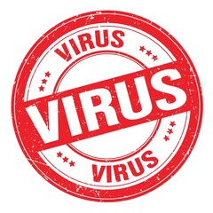 VIRUS text written on red round stamp sign