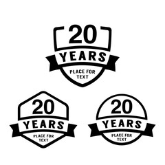 20 years anniversary celebration logotype. 20th anniversary logo collection. Set of anniversary design template. Vector illustration. 