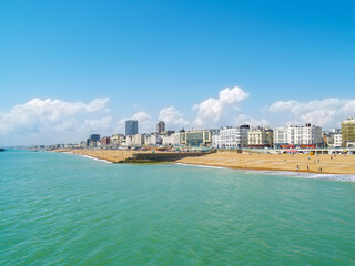 Brighton Beach and coastline in summer