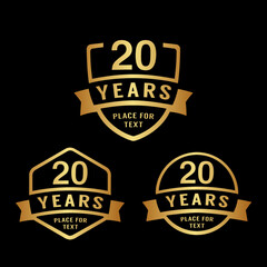 Obraz premium 20 years anniversary celebration logotype. 20th anniversary logo collection. Set of anniversary design template. Vector illustration. 