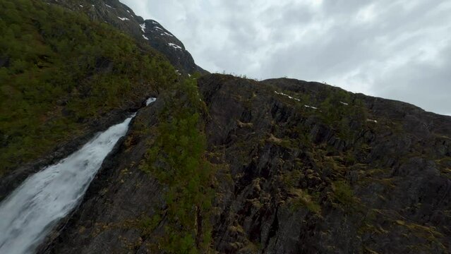 Norway Langfoss waterfall dive drone shot FPV | Dji Drone