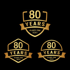 Obraz premium 80 years anniversary celebration logotype. 80th anniversary logo collection. Set of anniversary design template. Vector illustration. 