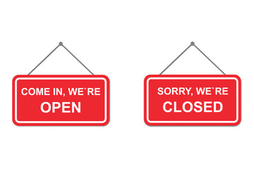 Open and closed sign.Vector illustration isolated on white background.Eps 10.