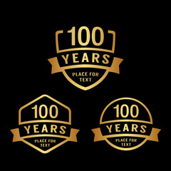 100 years anniversary celebration logotype. 100th anniversary logo collection. Set of anniversary design template. Vector illustration. 