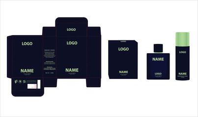 Packaging design, luxury perfume box, deo design mock up box. Illustration vector.