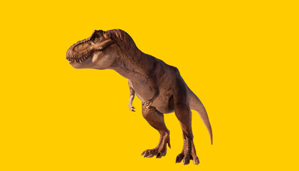 Tyrannosaurus rex isolated on yellow background