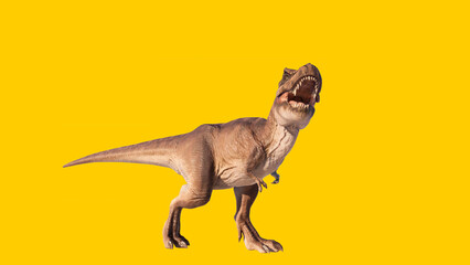 Tyrannosaurus rex isolated on yellow background