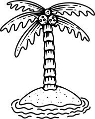 Illustration of an island with palm tree. Design element for poster, emblem, banner, sign, t shirt. Vector illustration