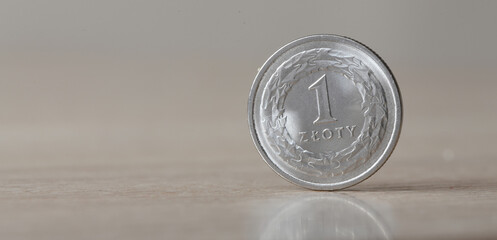 Coin 1 zloty. Currency Poland.