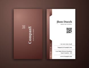 business card, brown white vertical card name, vertical luxury editable business card template