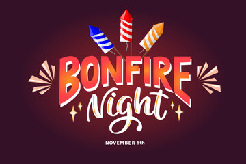Bonfire Night. Vector lettering illustration. Greeting Card Design.