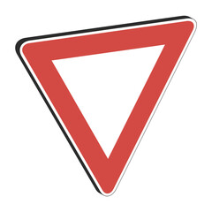 Sign road precedence give 3d, triangular blank, yield way empty