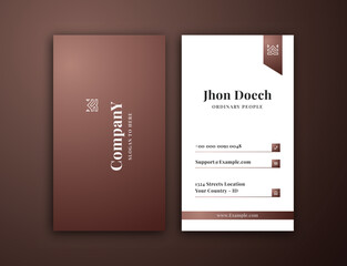 business card, brown white vertical card name, vertical luxury editable business card template