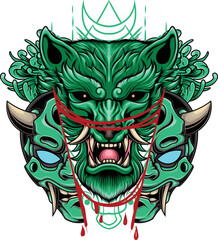 Vector illustration of japanese wolf