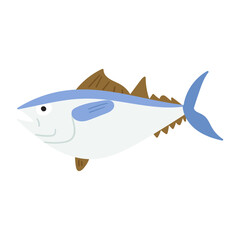 Tuna. Flat illustration. Hand drawn graphic design on white background.