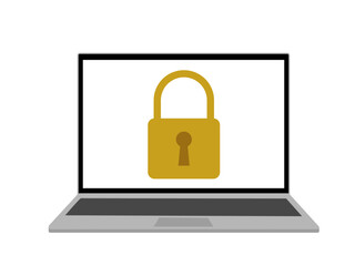 パソコン画面にシンプルな南京錠