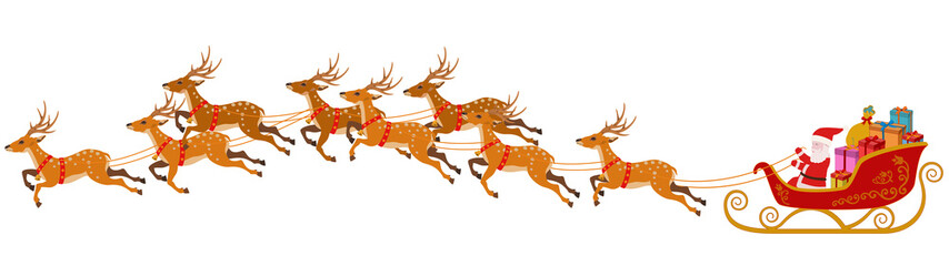 santa claus and rudolph the deer pulling a sleigh transparent background solid color 산타클로스 루돌프사슴 curve