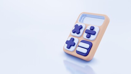 3d render illustration calculator with button