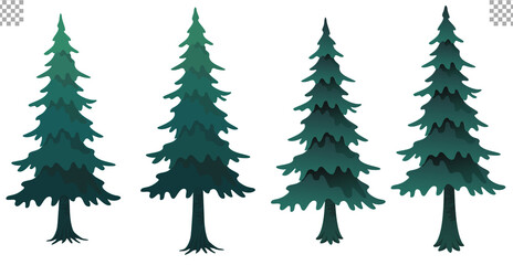 Christmas tree illustration set fir tree transparent background 크리스마스 트리 전나무 green base