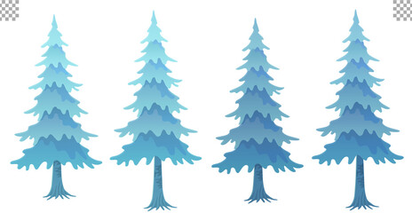 Christmas tree illustration set fir tree transparent background 크리스마스 트리 전나무 in winter snow
