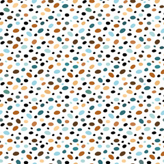 Vector pattern of oval multi-colored spots on a transparent background. Brown and blue shades. Seamless image.