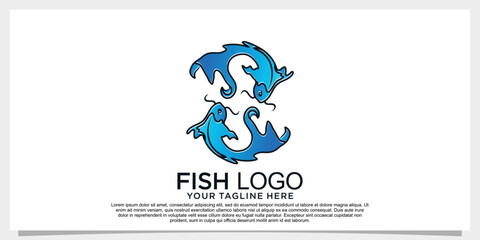 Fish logo design simple concept unique Premium Vector