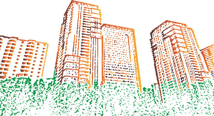 abstract city skyline.urban city skyline .City graphic color cityscape skyline sketch illustration vector . 