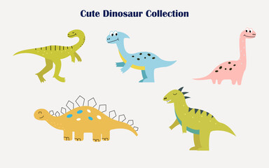 Collection of Dinosaur. Vector illustration dinosaur on white background. cartoon animals set icon.