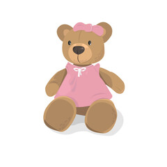 Bear doll girly. Vector illustration