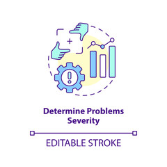 Determine problems severity concept icon. Rating usability flaws. Identify solution abstract idea thin line illustration. Isolated outline drawing. Editable stroke. Arial, Myriad Pro-Bold fonts used