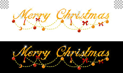 Obraz premium Merry Christmas logo design transparent background with christmas decorations
