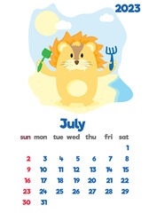 The concept of a children's calendar for 2023 with cute characters on all pages set with adorable animals