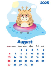 The concept of a children's calendar for 2023 with cute characters on all pages set with adorable animals
