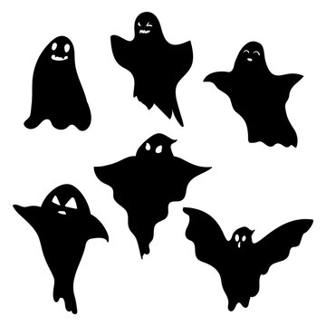 Festive Halloween set of cartoon ghosts