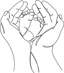 newborn's feet in hands