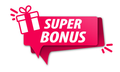 Vector Illustration Red Banner super bonus With present Web Element