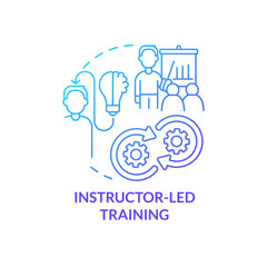 Instructor-led training blue gradient concept icon. How to organize corporate coaching abstract idea thin line illustration. Hands-on experience. Isolated outline drawing. Myriad Pro-Bold font used