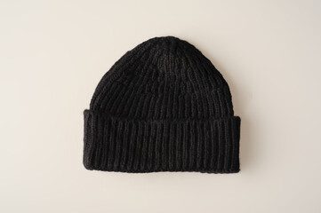 Black hipster hat. Product photo mockup wool hats for online stores. Flat wool cap, 
turkish textile.