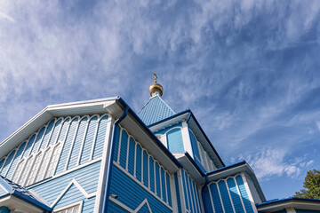 View of the facade of old wooden St. Nicholas Church