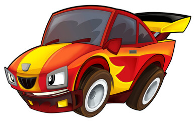 Fototapeta na wymiar Cartoon funny city sedan sports car isolated illustration for children