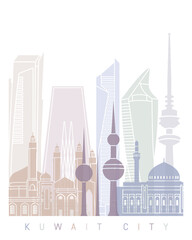 Fototapeta premium KUWAIT CITY SKYLINE POSTER PASTEL