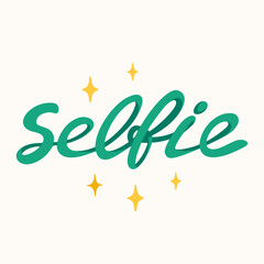 Fototapeta na wymiar Selfie sticker for a social media, making a blog or vlog vector flat illustration. Set of cartoon icons for making internet content