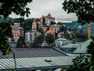 Scenic view of the modern architecture of the city of Karlovy Vary, Czech