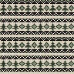 Christmas Tree Fair Isle Seamless Pattern Design