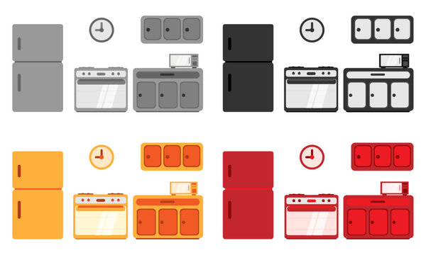 Kitchen set icon in flat style illustration