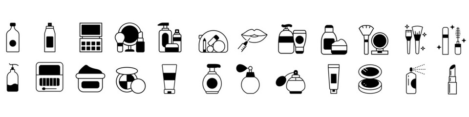 Cosmetics icon vector set. makeup illustration sign collection. woman beauty symbol or logo.