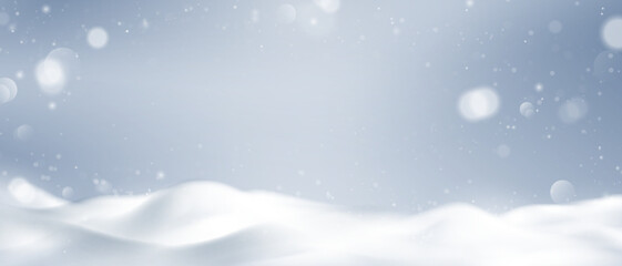 Winter Christmas on background of drift, snowflakes and snow. Elegant and gorgeous winter background design, vector illustration.