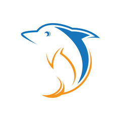 Letter D and dolphin logo template vector icon